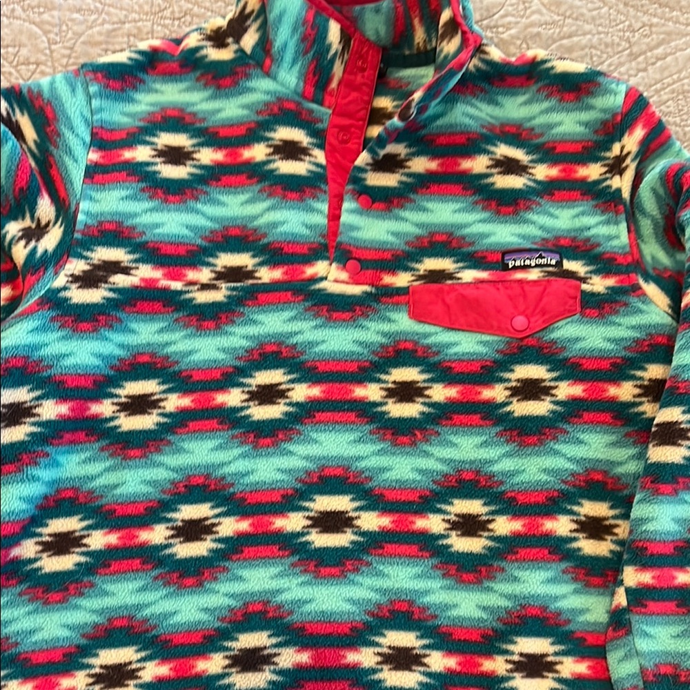 Patagonia Red and Green Zip Up Jacket